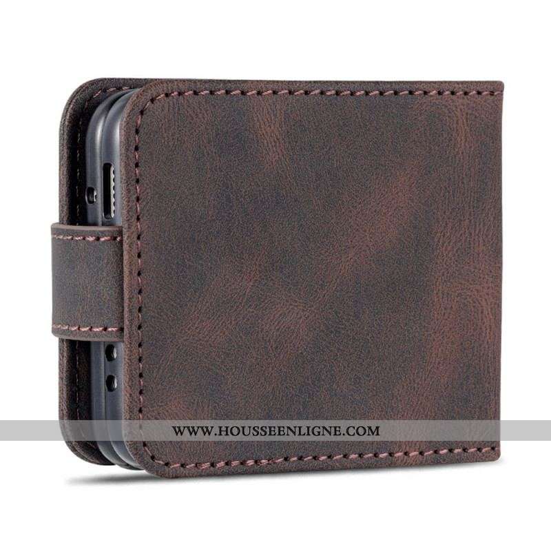 Étui Samsung Galaxy Z Flip 3 5G Effet Cuir Porte-Cartes et Sangle AZNS