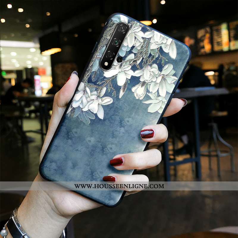 Coque Honor 20 Charmant Tendance Créatif Gaufrage Protection Petit Vert Verte