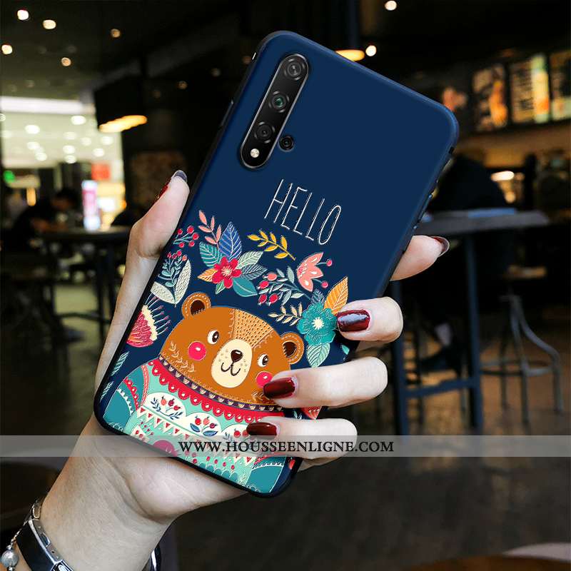 Coque Honor 20 Charmant Tendance Créatif Gaufrage Protection Petit Vert Verte