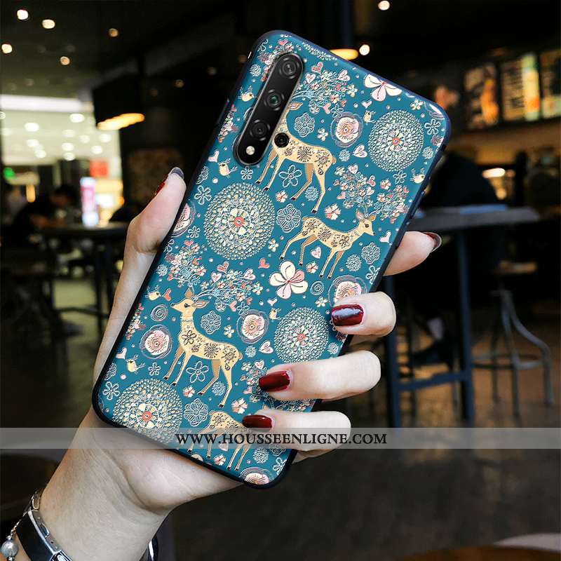Coque Honor 20 Charmant Tendance Créatif Gaufrage Protection Petit Vert Verte