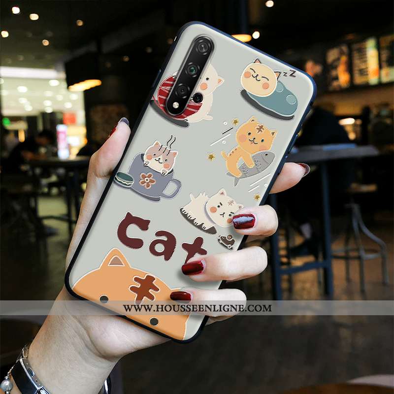 Coque Honor 20 Charmant Tendance Créatif Gaufrage Protection Petit Vert Verte
