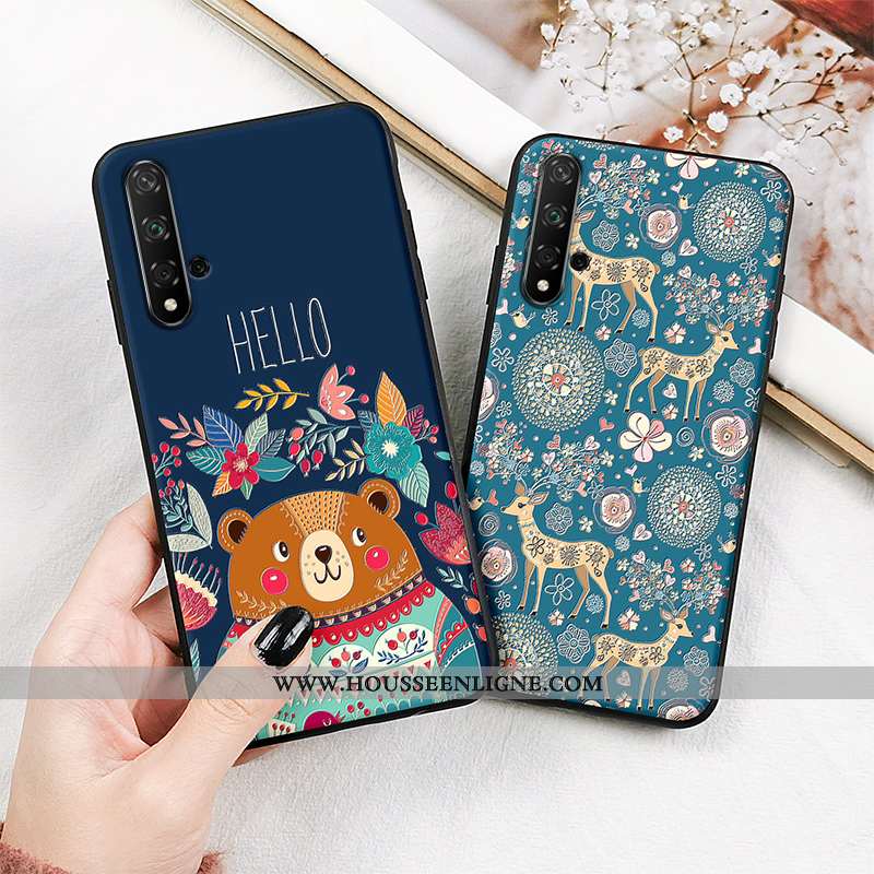 Coque Honor 20 Charmant Tendance Créatif Gaufrage Protection Petit Vert Verte