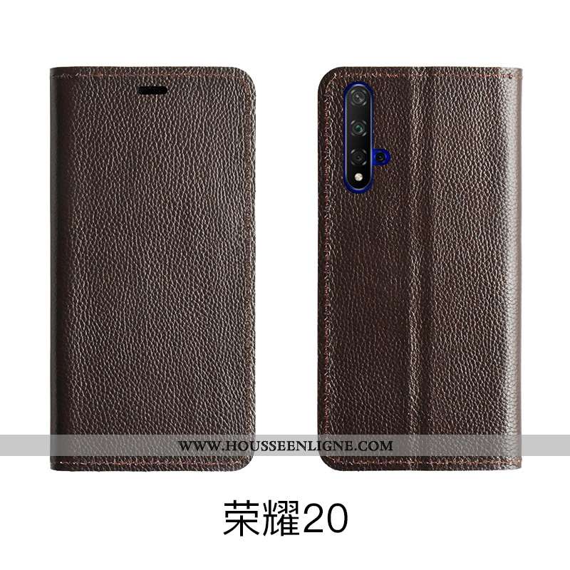 Coque Honor 20 Cuir Modèle Fleurie Protection Véritable Bovins Étui Téléphone Portable Rose