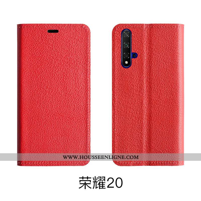 Coque Honor 20 Cuir Modèle Fleurie Protection Véritable Bovins Étui Téléphone Portable Rose