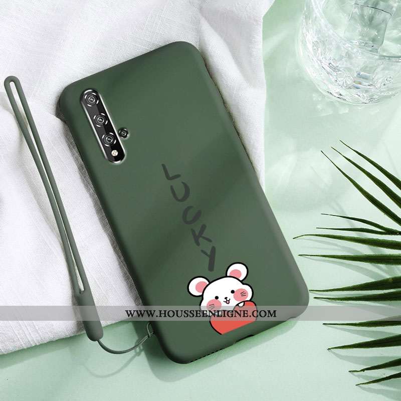 Coque Honor 20 Dessin Animé Charmant Silicone Protection Étui Tout Compris Délavé En Daim Verte