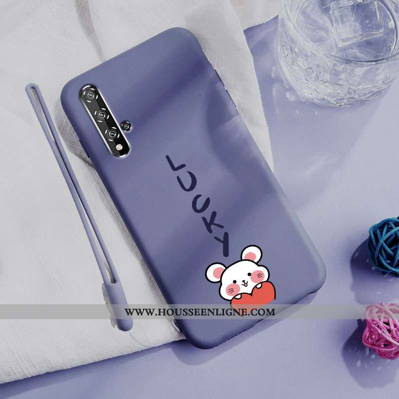 Coque Honor 20 Dessin Animé Charmant Silicone Protection Étui Tout Compris Délavé En Daim Verte