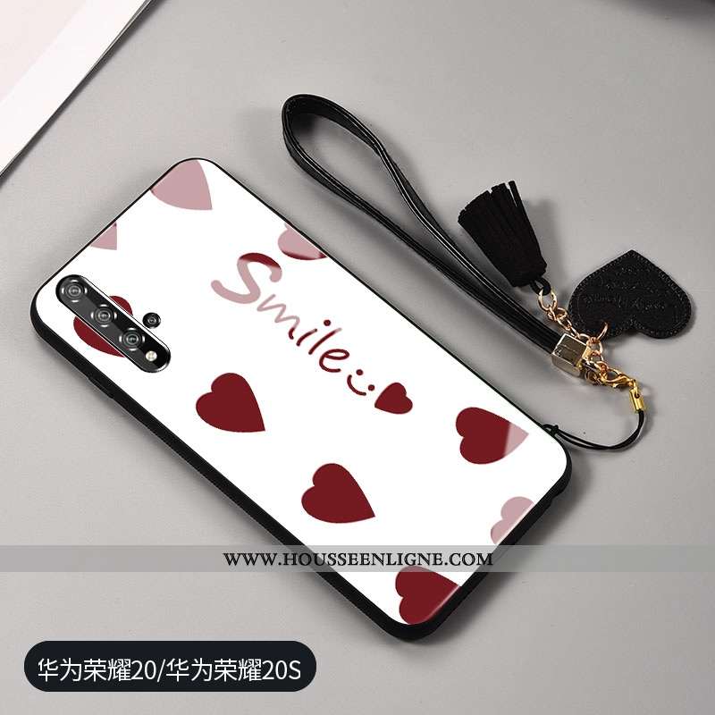 Coque Honor 20 Mode Protection Ornements Suspendus Verre Rouge Créatif Net Rouge Blanche