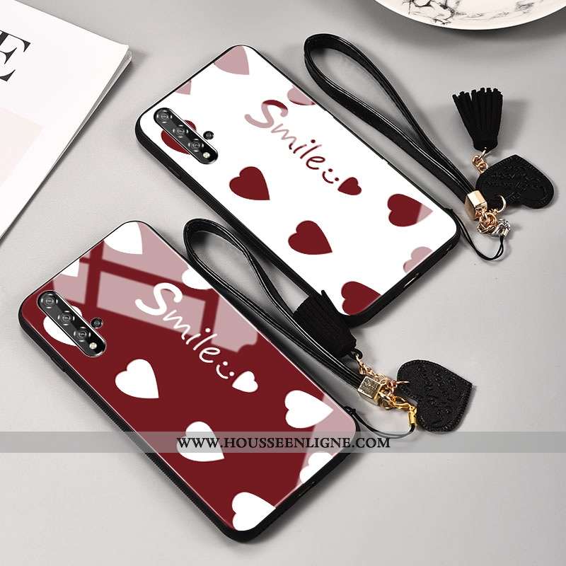 Coque Honor 20 Mode Protection Ornements Suspendus Verre Rouge Créatif Net Rouge Blanche
