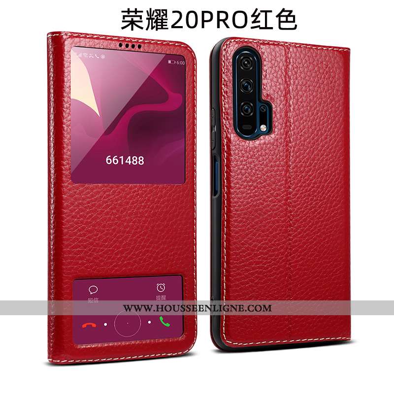 Coque Honor 20 Pro Cuir Protection Business Housse Étui Véritable Marron