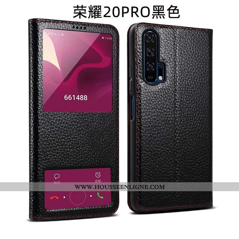 Coque Honor 20 Pro Cuir Protection Business Housse Étui Véritable Marron