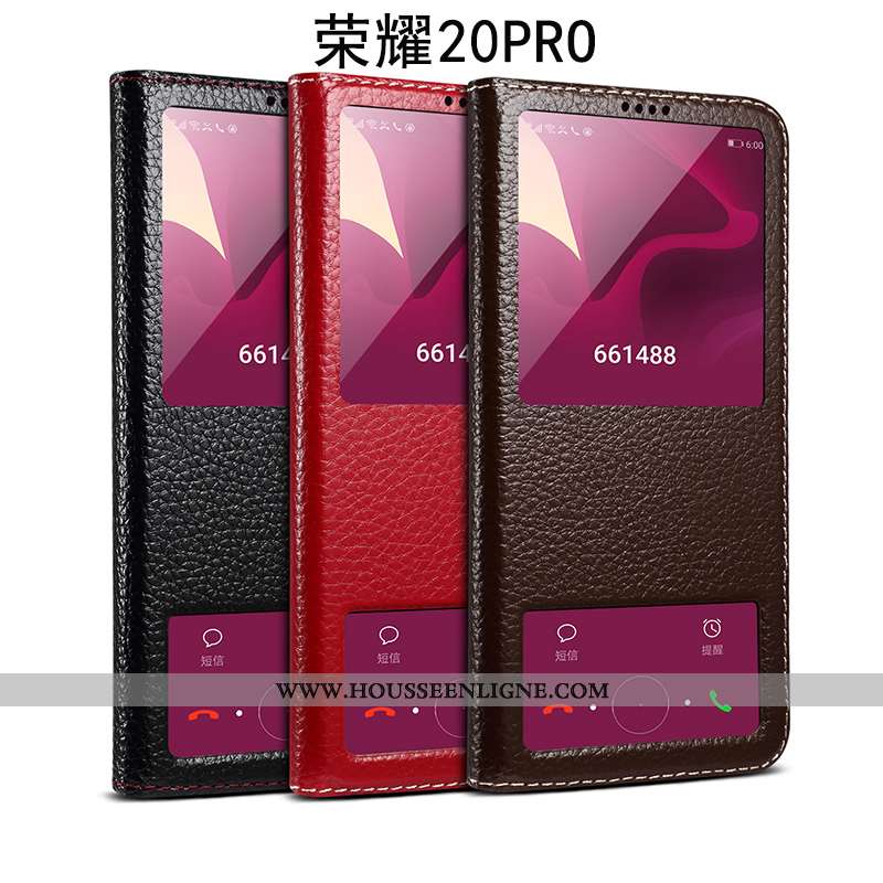 Coque Honor 20 Pro Cuir Protection Business Housse Étui Véritable Marron