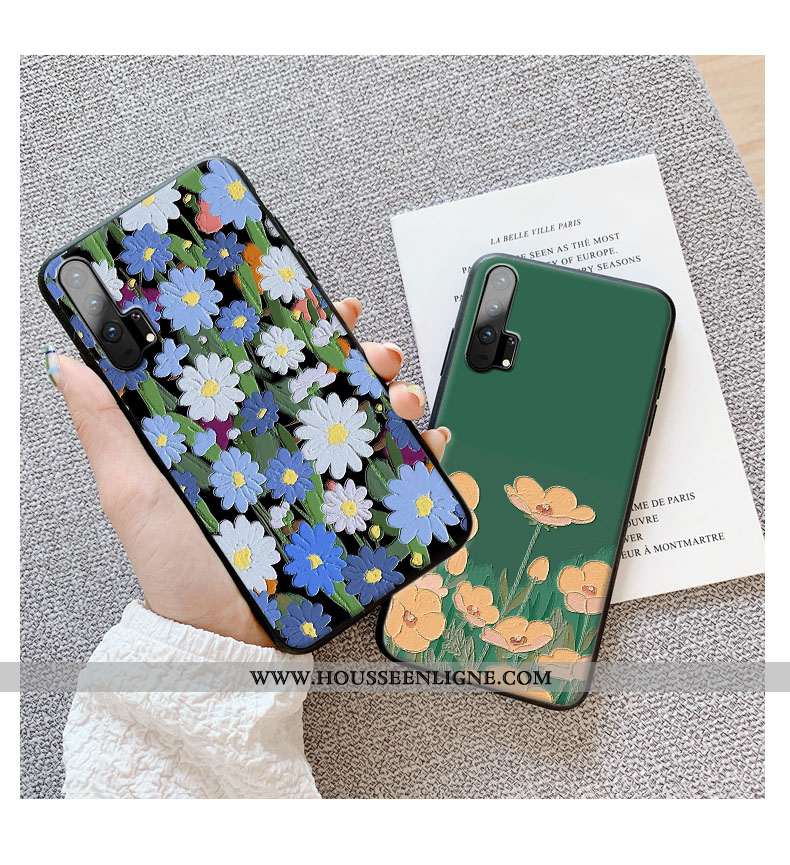 Coque Honor 20 Pro Délavé En Daim Gaufrage Étui Fluide Doux Incassable Dimensionnel Peinture À L'hui