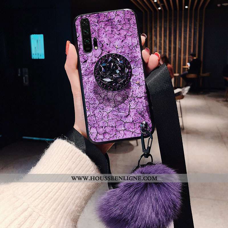 Coque Honor 20 Pro Fluide Doux Silicone Tendance Incassable Protection Ornements Suspendus Violet