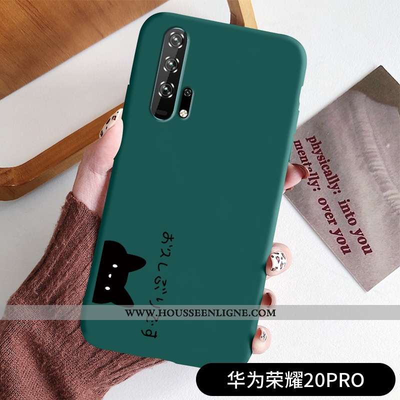 Coque Honor 20 Pro Légère Fluide Doux Chat Étui Simple Incassable Noir Rouge