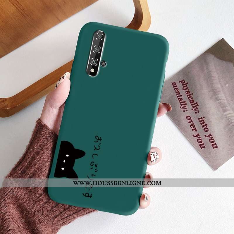 Coque Honor 20 Pro Légère Fluide Doux Chat Étui Simple Incassable Noir Rouge