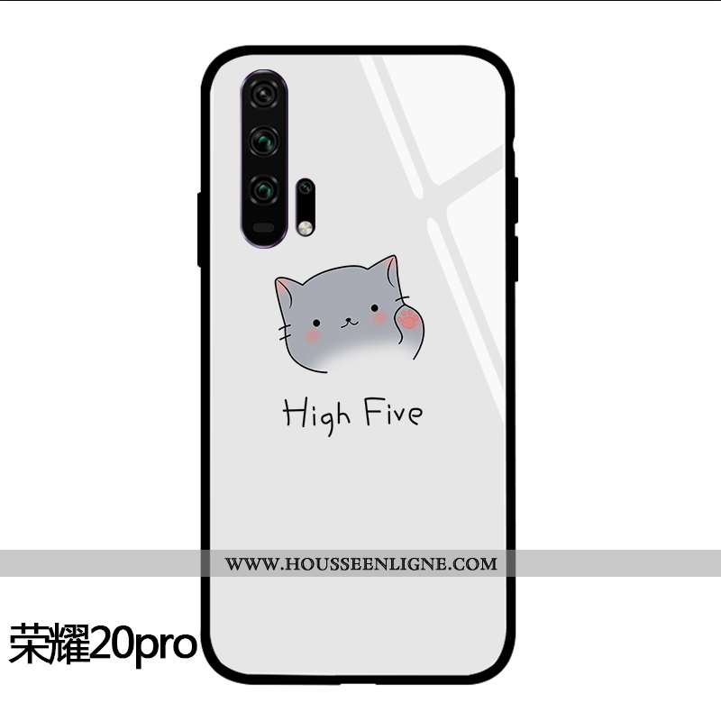 Coque Honor 20 Pro Personnalité Dessin Animé Incassable Téléphone Portable Chat Frais Silicone Blanc