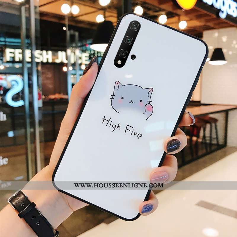 Coque Honor 20 Pro Personnalité Dessin Animé Incassable Téléphone Portable Chat Frais Silicone Blanc