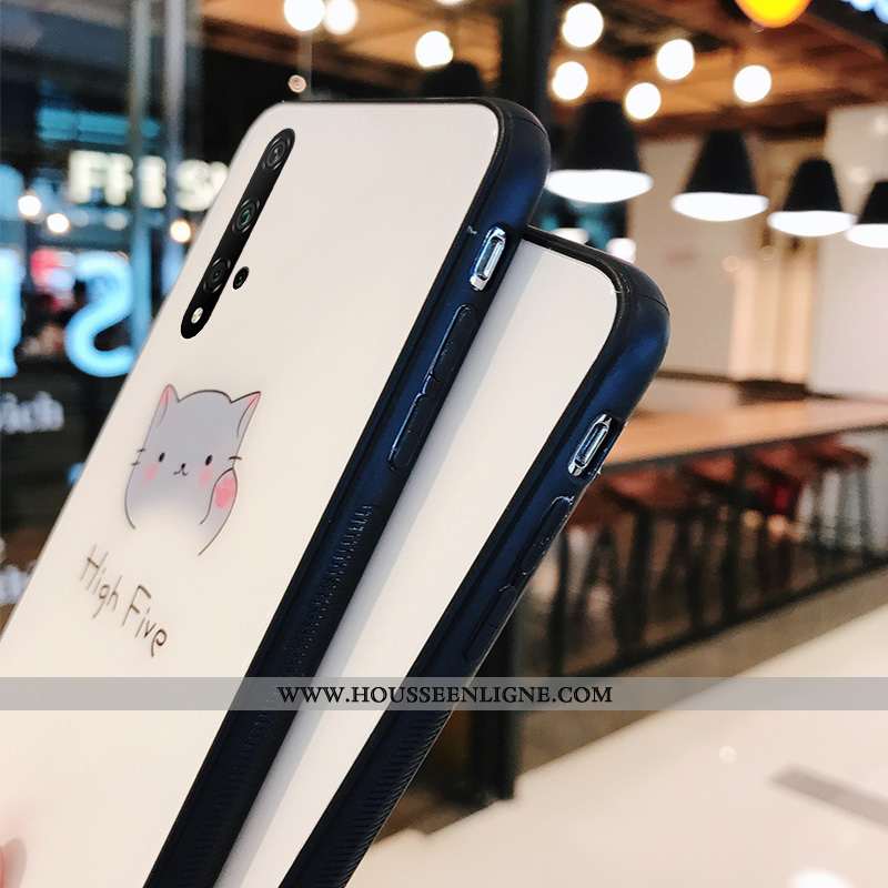 Coque Honor 20 Pro Personnalité Dessin Animé Incassable Téléphone Portable Chat Frais Silicone Blanc