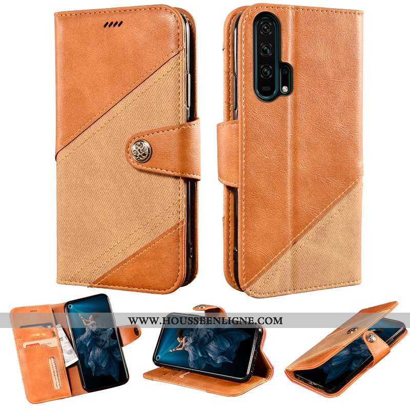 Coque Honor 20 Pro Protection Portefeuille Incassable Fluide Doux Cuir Housse Tout Compris Jaune