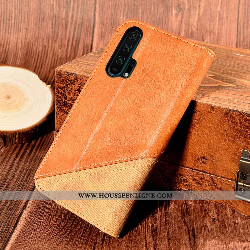 Coque Honor 20 Pro Protection Portefeuille Incassable Fluide Doux Cuir Housse Tout Compris Jaune