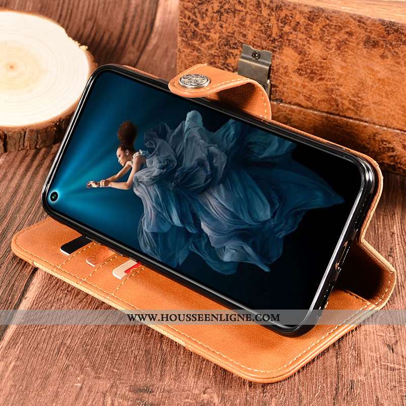 Coque Honor 20 Pro Protection Portefeuille Incassable Fluide Doux Cuir Housse Tout Compris Jaune