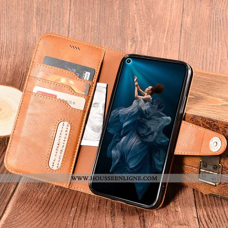 Coque Honor 20 Pro Protection Portefeuille Incassable Fluide Doux Cuir Housse Tout Compris Jaune