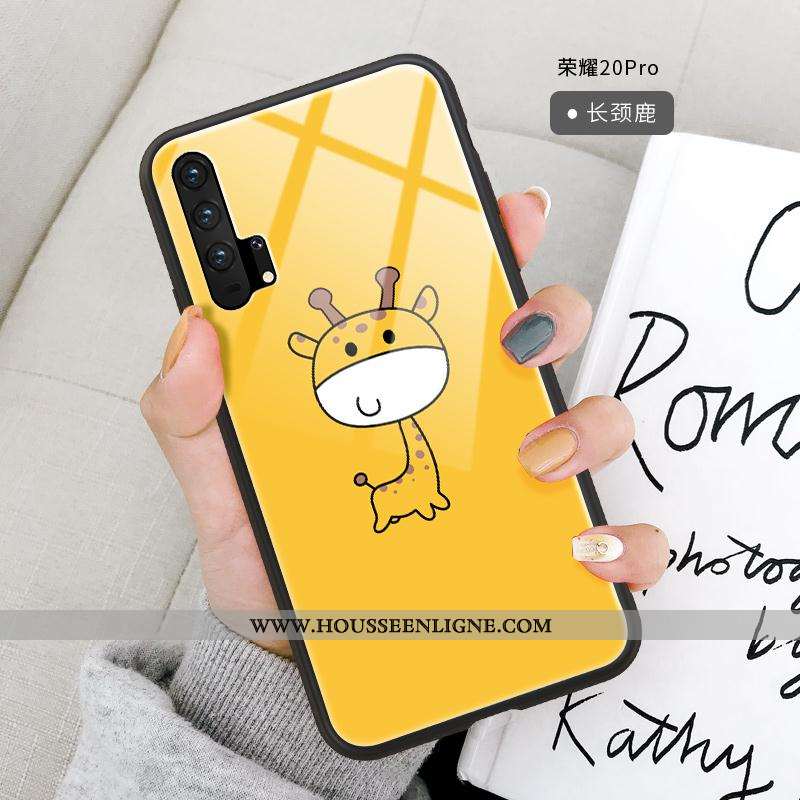 Coque Honor 20 Pro Protection Verre Silicone Légère Téléphone Portable Étui Personnalité Jaune