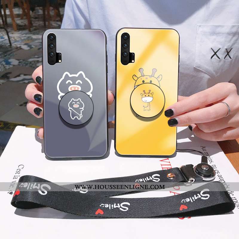 Coque Honor 20 Pro Protection Verre Silicone Légère Téléphone Portable Étui Personnalité Jaune