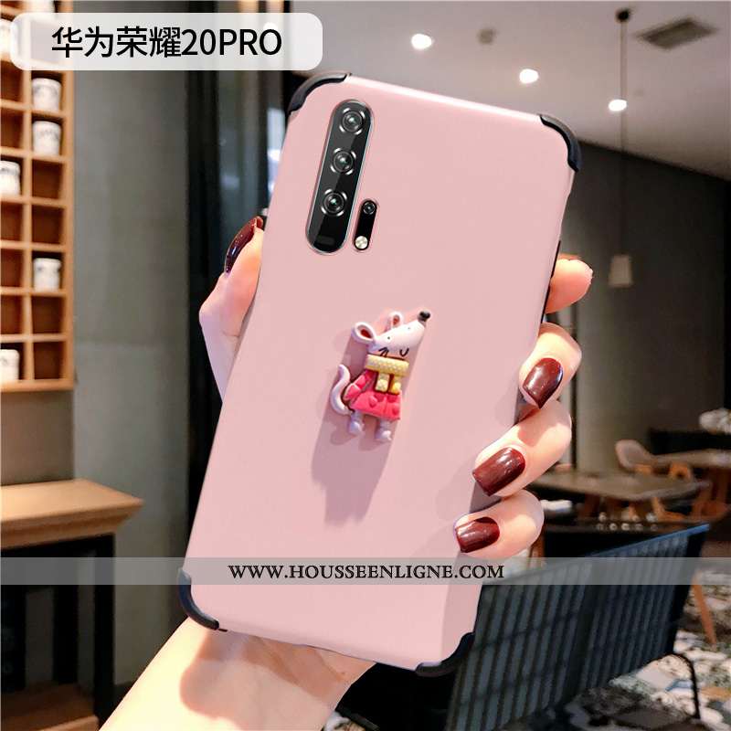 Coque Honor 20 Pro Silicone Protection Petit Dessin Animé Rat Créatif Incassable Rose