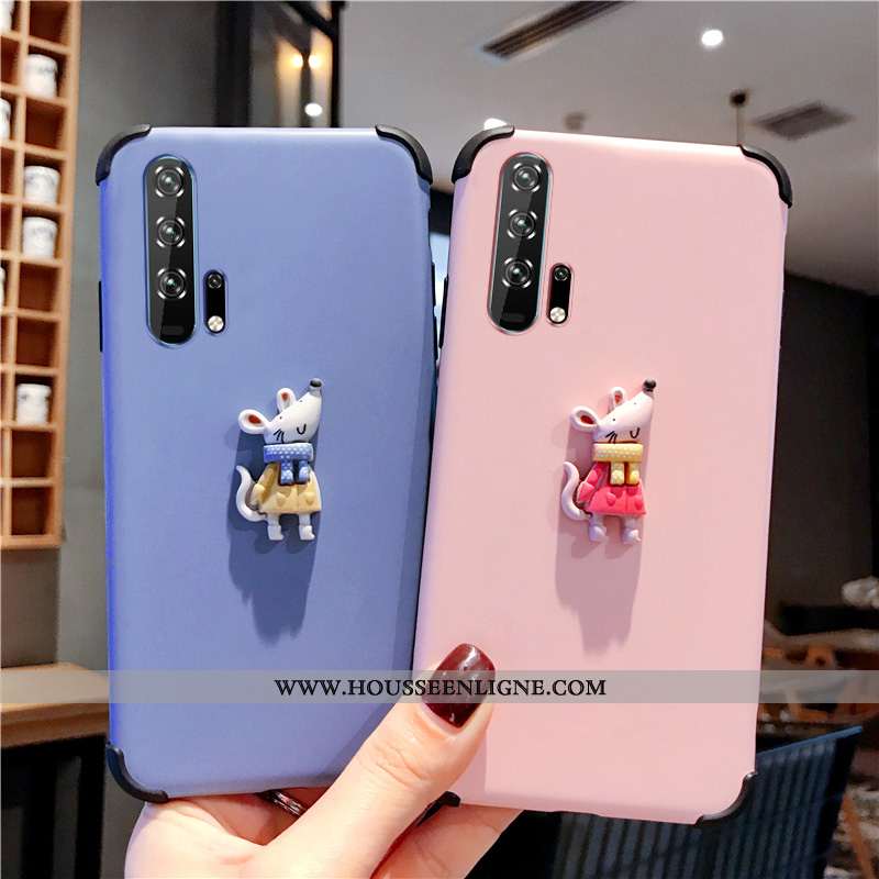 Coque Honor 20 Pro Silicone Protection Petit Dessin Animé Rat Créatif Incassable Rose