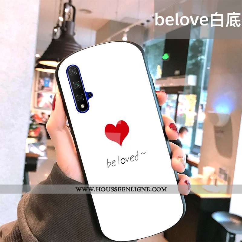 Coque Honor 20 Protection Verre Difficile Blanc Miroir Net Rouge Amoureux Blanche