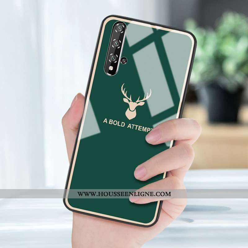 Coque Honor 20 Verre Créatif Net Rouge Téléphone Portable Cerf Miroir Bleu