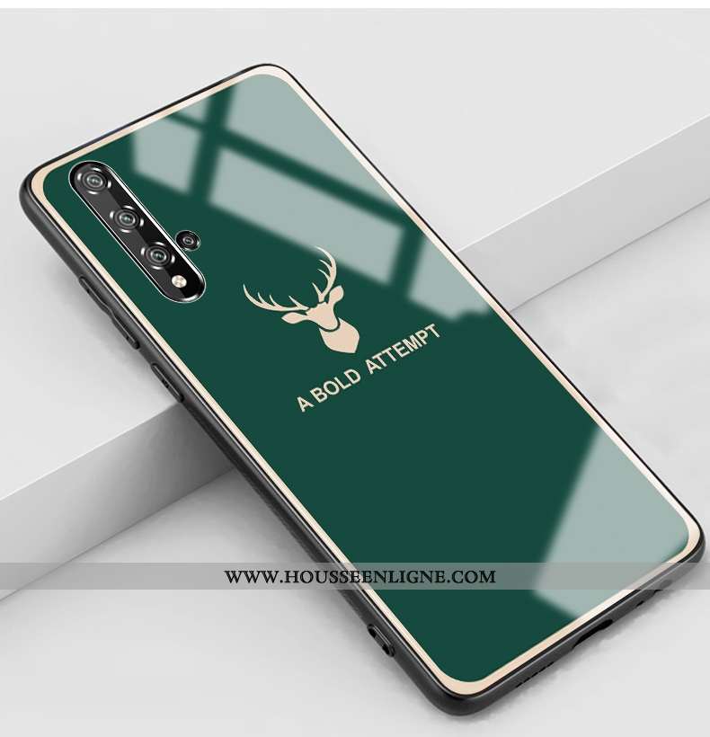 Coque Honor 20 Verre Créatif Net Rouge Téléphone Portable Cerf Miroir Bleu