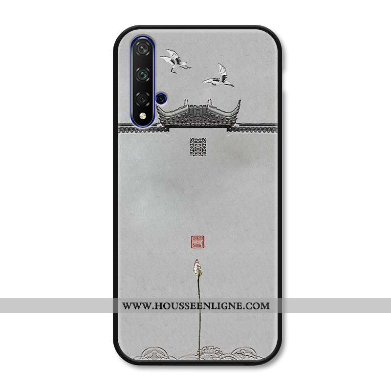 Coque Honor 20 Vintage Silicone Étui Créatif Jeunesse Gaufrage Gris