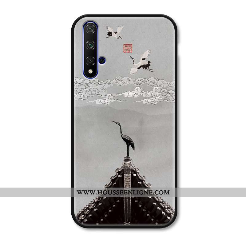 Coque Honor 20 Vintage Silicone Étui Créatif Jeunesse Gaufrage Gris