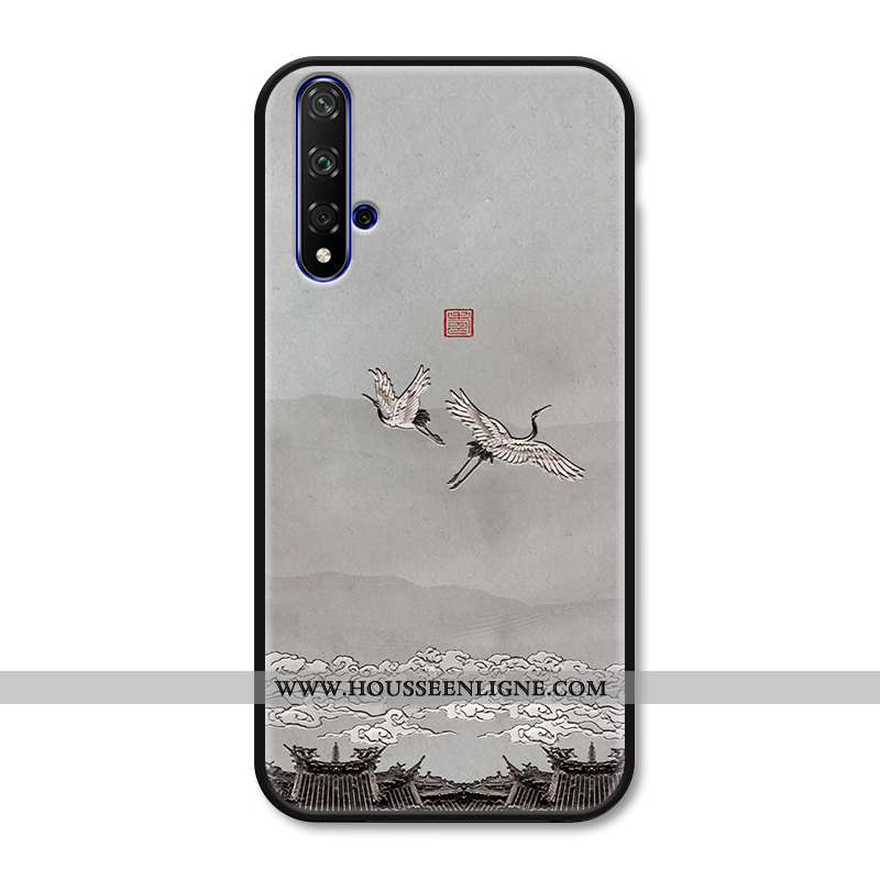 Coque Honor 20 Vintage Silicone Étui Créatif Jeunesse Gaufrage Gris