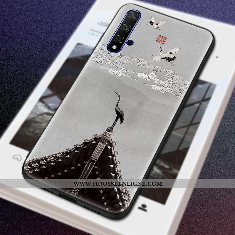 Coque Honor 20 Vintage Silicone Étui Créatif Jeunesse Gaufrage Gris