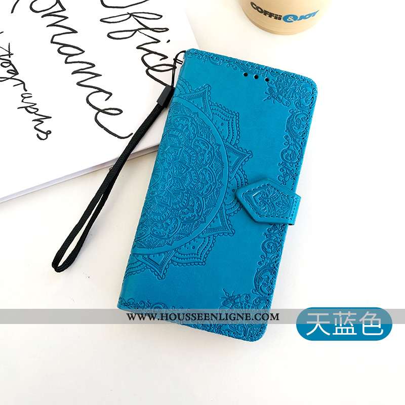 Coque Honor 30 Cuir Fluide Doux Carte Une Agrafe Clamshell Gaufrage Tout Compris Bleu