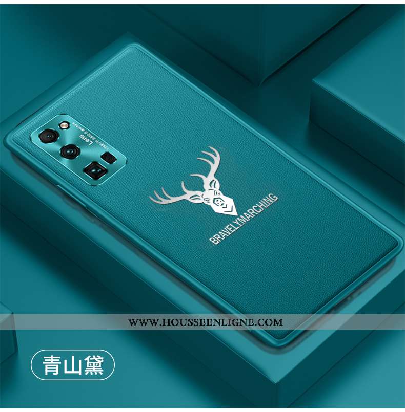 Coque Honor 30 Pro Cuir Fluide Doux Téléphone Portable Silicone Personnalité Étui Bleu Foncé