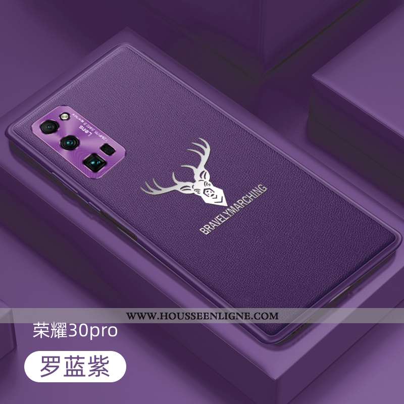 Coque Honor 30 Pro Cuir Fluide Doux Téléphone Portable Silicone Personnalité Étui Bleu Foncé