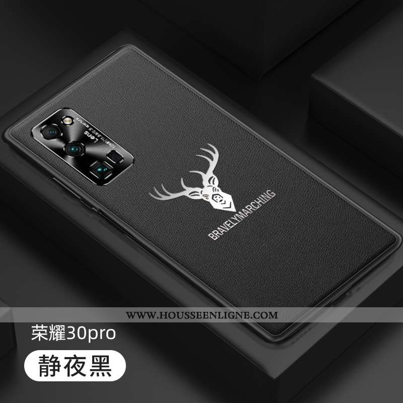 Coque Honor 30 Pro Cuir Fluide Doux Téléphone Portable Silicone Personnalité Étui Bleu Foncé