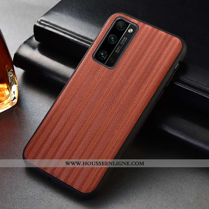 Coque Honor 30 Pro Modèle Fleurie Protection Couvercle Arrière Étui Marron Dégradé Cuir Véritable
