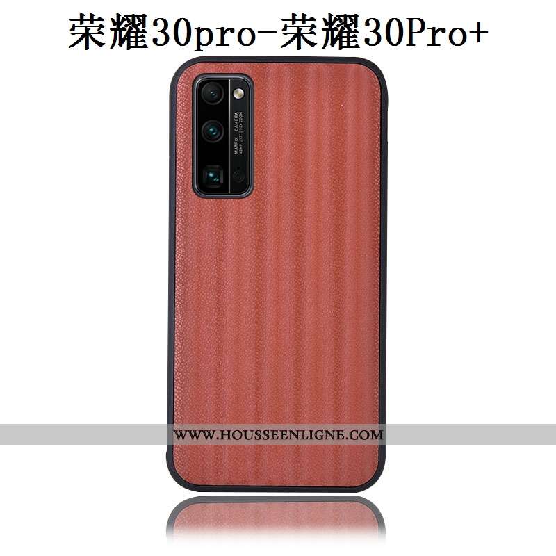 Coque Honor 30 Pro Modèle Fleurie Protection Couvercle Arrière Étui Marron Dégradé Cuir Véritable