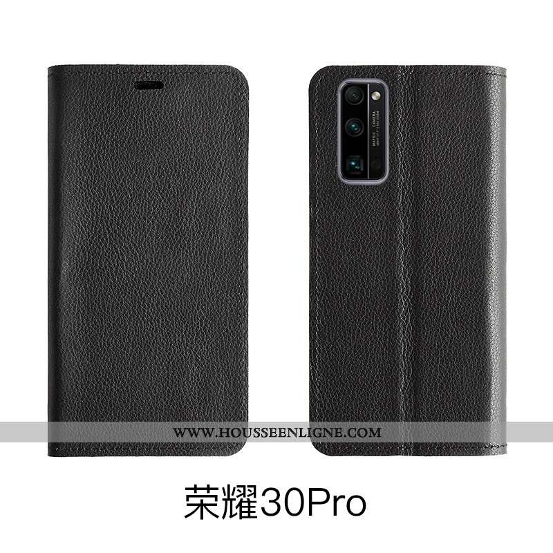 Coque Honor 30 Pro Modèle Fleurie Protection Cuir Véritable Étui Support Téléphone Portable Rose