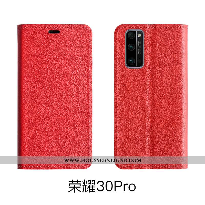 Coque Honor 30 Pro Modèle Fleurie Protection Cuir Véritable Étui Support Téléphone Portable Rose