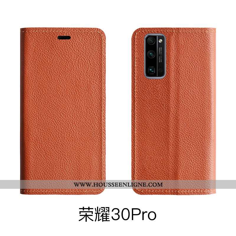 Coque Honor 30 Pro Modèle Fleurie Protection Cuir Véritable Étui Support Téléphone Portable Rose