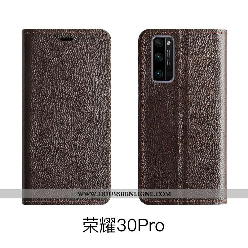 Coque Honor 30 Pro Modèle Fleurie Protection Cuir Véritable Étui Support Téléphone Portable Rose