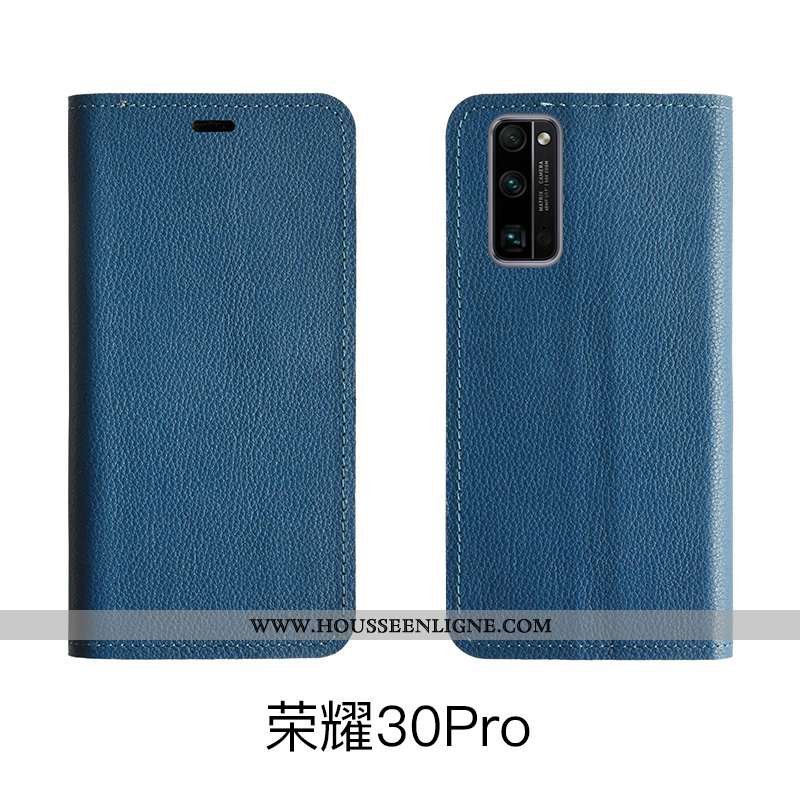Coque Honor 30 Pro Modèle Fleurie Protection Cuir Véritable Étui Support Téléphone Portable Rose