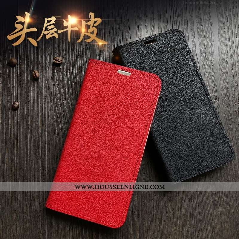 Coque Honor 30 Pro Modèle Fleurie Protection Cuir Véritable Étui Support Téléphone Portable Rose