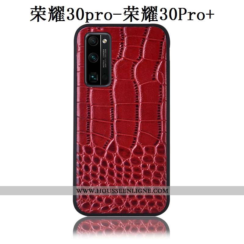 Coque Honor 30 Pro Protection Cuir Véritable Étui Crocodile Téléphone Portable Incassable Marron